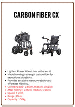Load image into Gallery viewer, CX Carbon Fiber Superlite L – World’s Lightest Electric Wheelchair
