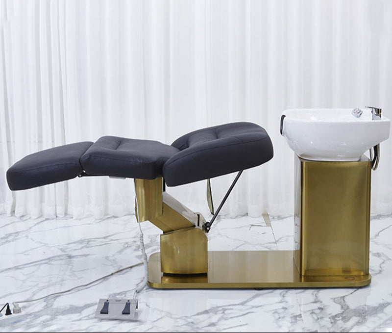Electric Barber Salon Bed – Lift & Rotate Headspa Shampoo Chair | Multifunctional Scalp Care Furniture