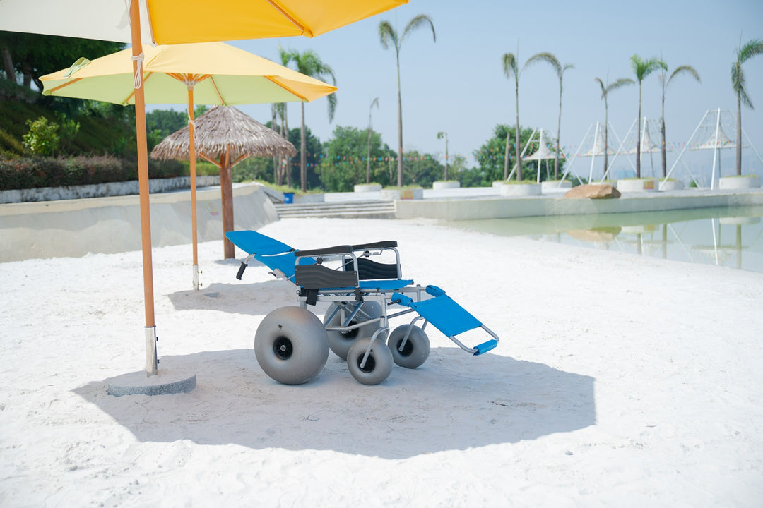 Reclining Beach Wheelchair – Foldable, Waterproof & Balloon Wheels