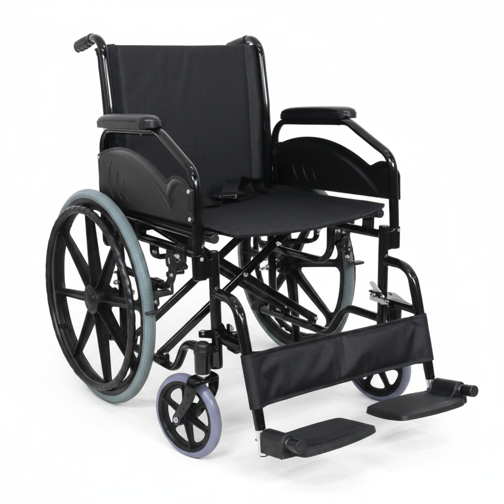Coolbaby Mall Economy Travel Wheelchair | Foldable Steel Transport Chair with Detachable Armrests & Legrests
