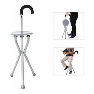 COOLBABY SSZ-GZD Aluminum alloy walking stick stool trekking stick travel crutches with stool cane crutches cane chair portable folding crutch chair - coolbabymalls