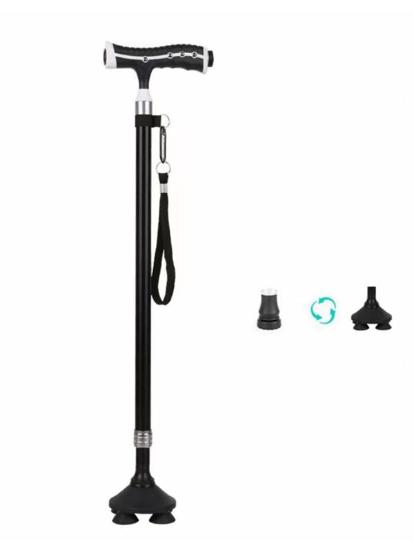 COOLBABY SSZ-GZLED Aluminum Alloy Multi-function Crutch Lamp Self-Supporting Crutches Non-slip Old Man Crutches With LED Light Magnet Massage Handle Crutches - coolbabymalls