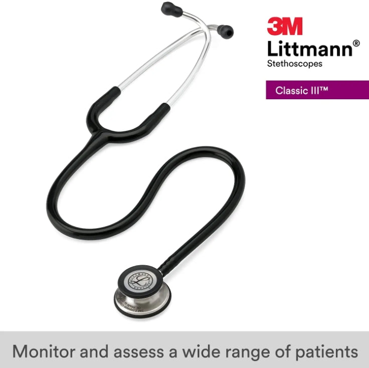 3M Littmann Classic III Monitoring Stethoscope, Black Tube, 27 inch - coolbabymalls