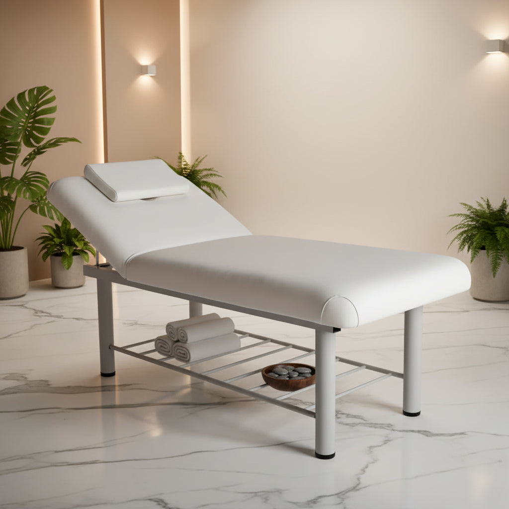 Adjustable Therapy Spa Treatment Salon Stationary Metal Cosmetic Eyelash Beauty Massage Table Facial Bed - coolbabymalls