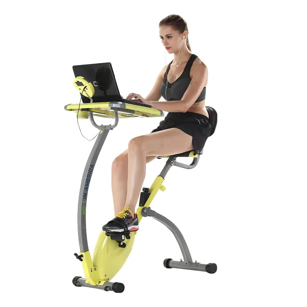 Home Exercise Bike, Super Quiet, Two-way Folding, Magnetic Control, Spinning Bike, With a Computer Desk - coolbabymalls