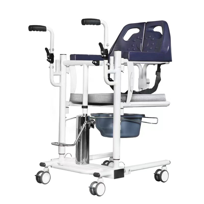 ENJOYCARE Hydraulic Patient Lift Transfer Chair - Adjustable Height, Soft Toilet Seat, 150kg Capacity, Shower & Bathroom Wheelchair