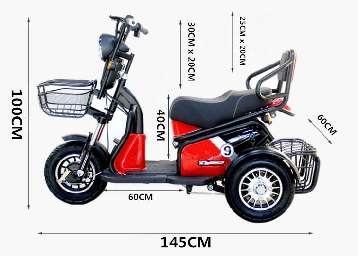 Coolbaby Mall 3-Wheel Electric Mobility Scooter with Basket | 500W Motor | Foldable Handle | 150KG Capacity