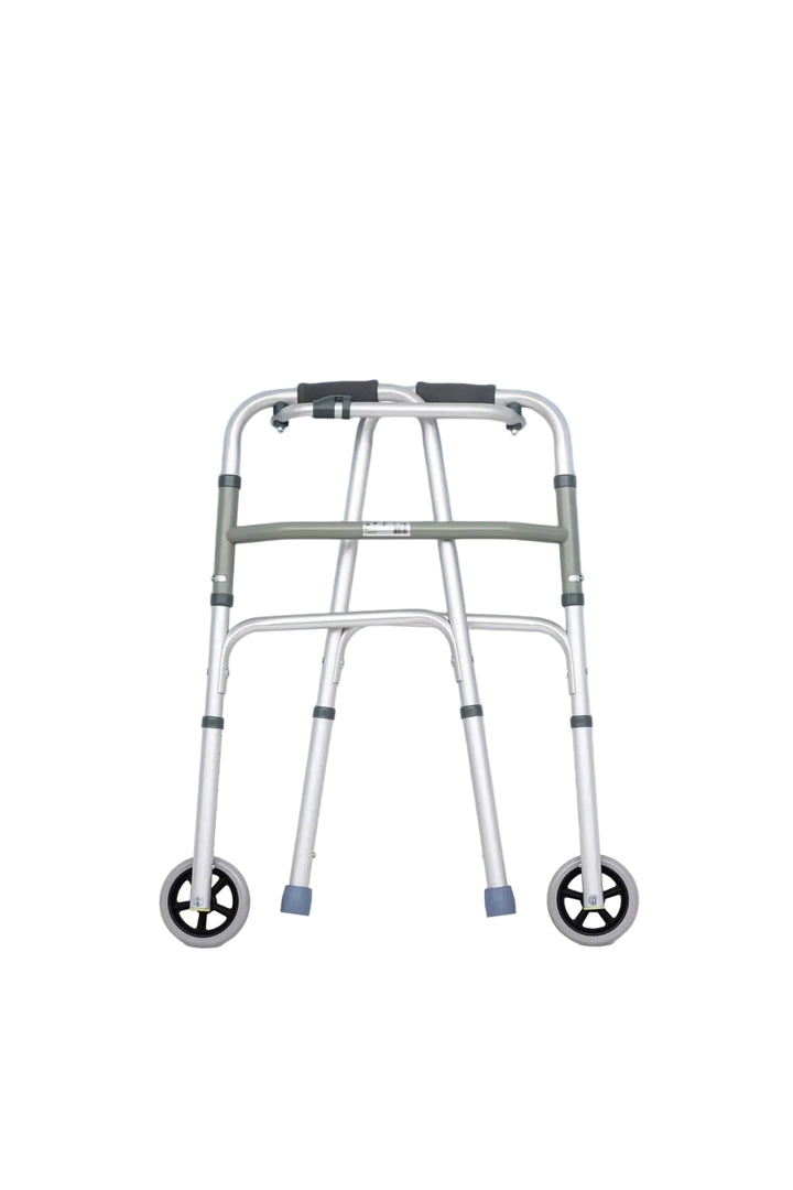 Coolbaby Mall Lightweight Foldable Aluminium Walker with Wheels | Adjustable Height Mobility Aid Walker for Elderly & Adults | Anti-Slip Support Frame - coolbabymalls