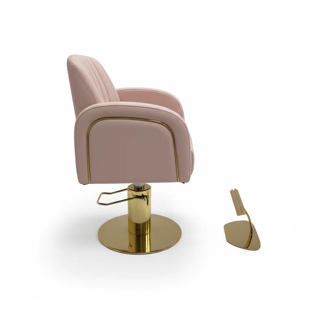 CoolBaby Mall Pink Hairdressing Chair – Luxury Salon Styling Chair with Adjustable Height, 360° Swivel & Gold Base