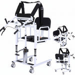 Load image into Gallery viewer, 5-in-1 Hydraulic Patient Lifter, Portable Nursing Wheelchair with 180° Split Seat, Adjustable Height, Bedpan &amp; Foot Brake – 440lbs Capacity
