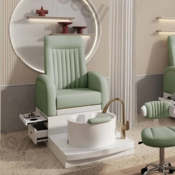 Luxury Green Pedicure Chair with Cup Holder | Premium Salon & Spa Chair with Synthetic Leather
