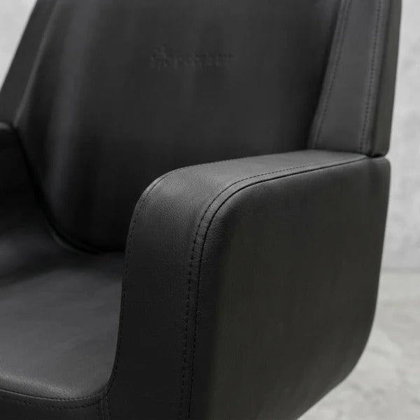 CoolBaby Mall 2028B Black Leather Salon Chair | Professional Styling Chair with Armrests & Stainless Steel Footrest
