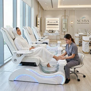 Luxury White Quilted Spa Pedicure Chair with Footbath HG-D170 | Professional Salon & Spa Chair - coolbabymalls