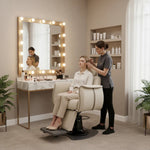 Load image into Gallery viewer, Luxury Beige Hydraulic Salon Spa Makeup Chair TR5304 – Reclining Beauty Styling Chair for Salons