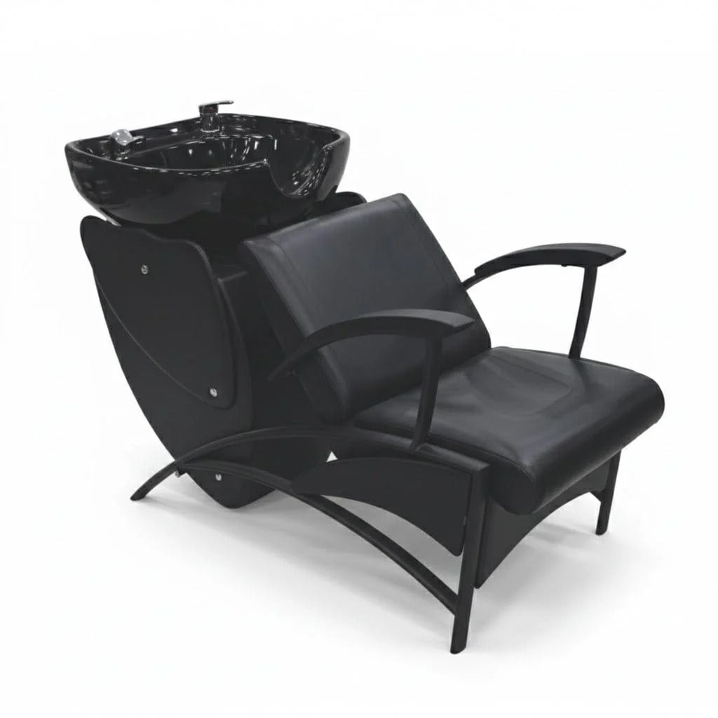 Coolbaby Mall W01 Professional Salon Shampoo Chair Black – Luxury Backwash Unit with Oversized Bowl, Neck Rest & Spray Hose