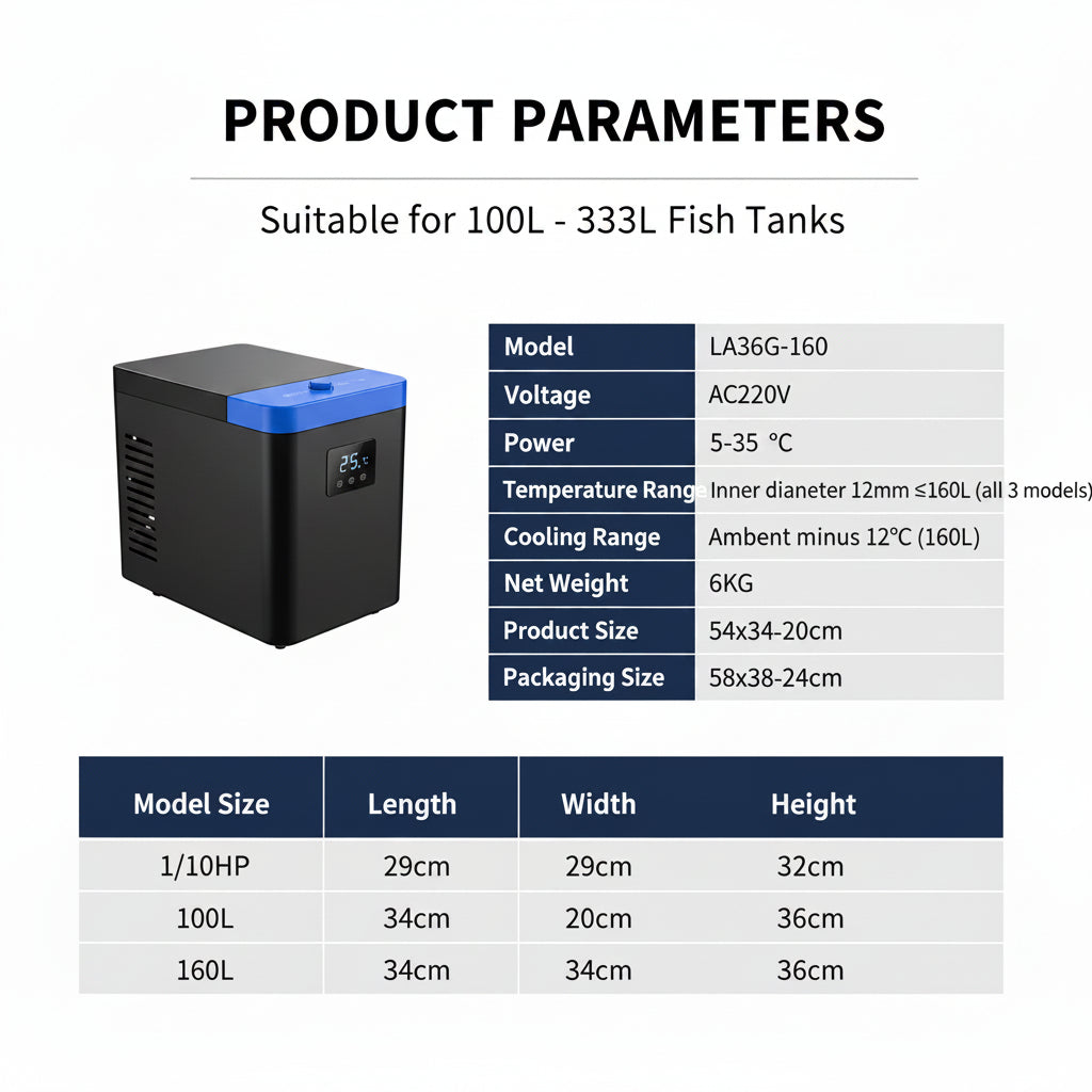 Coolbaby Mall Aquarium Water Chiller & Refrigeration Cooling System | Stainless Steel Fish Tank Cooler for Aquariums & Hydroponics