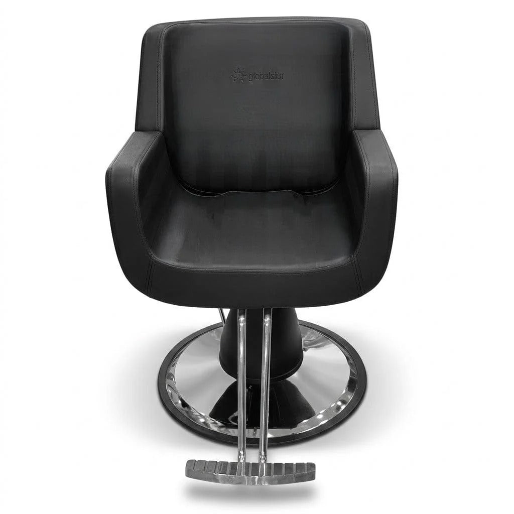 CoolBaby Mall 2028B Black Leather Salon Chair | Professional Styling Chair with Armrests & Stainless Steel Footrest