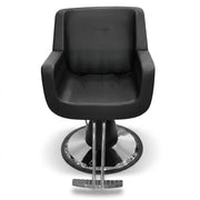 CoolBaby Mall 2028B Black Leather Salon Chair | Professional Styling Chair with Armrests & Stainless Steel Footrest - coolbabymalls