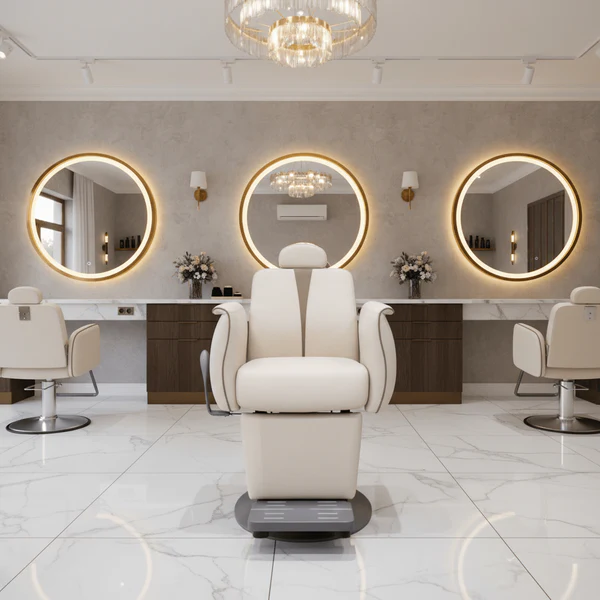 Luxury Beige Hydraulic Salon Spa Makeup Chair TR5304 – Reclining Beauty Styling Chair for Salons