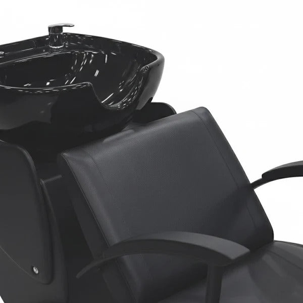 Coolbaby Mall W01 Professional Salon Shampoo Chair Black – Luxury Backwash Unit with Oversized Bowl, Neck Rest & Spray Hose