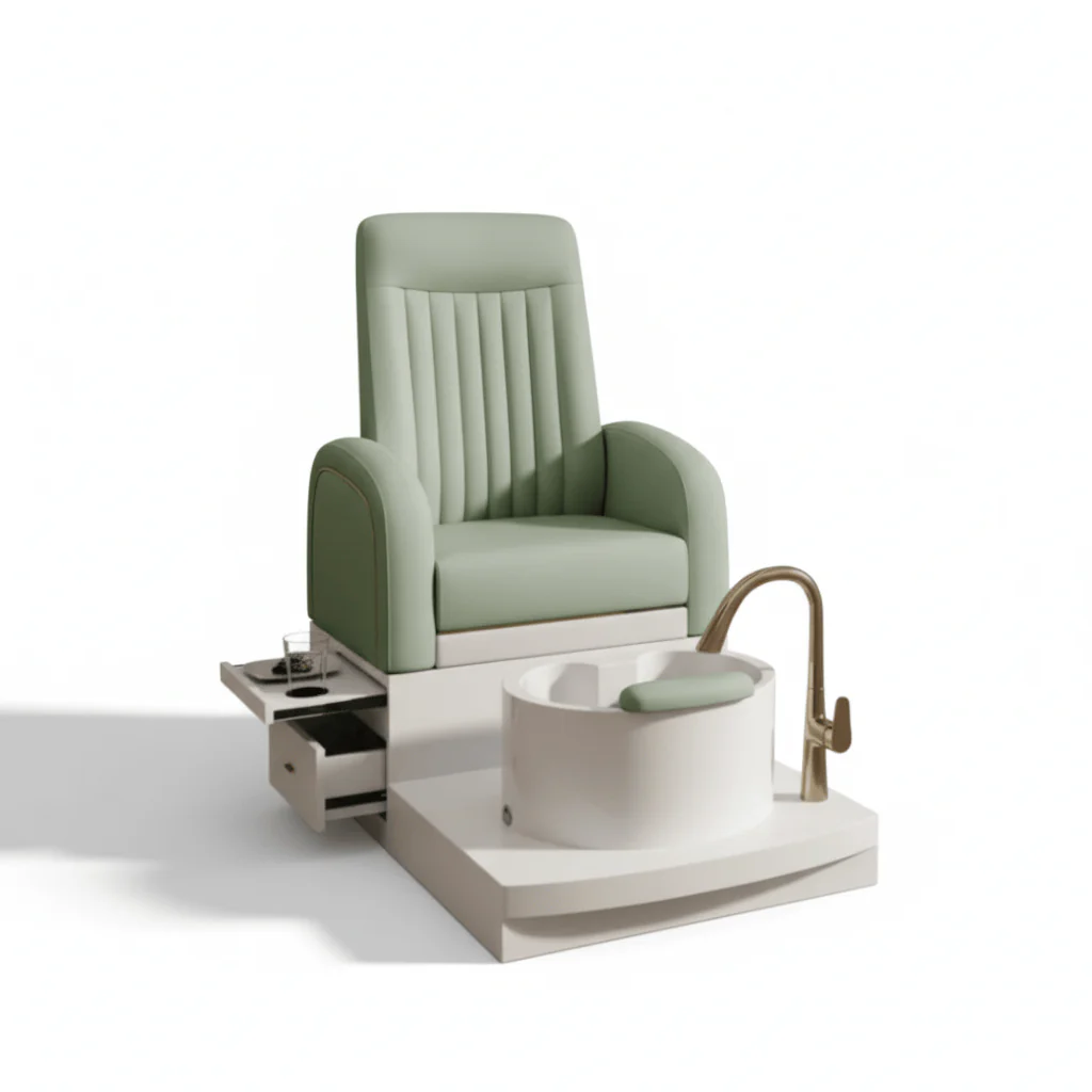 Luxury Green Pedicure Chair with Cup Holder | Premium Salon & Spa Chair with Synthetic Leather