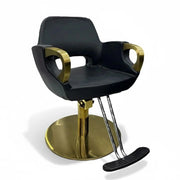 Luxury Black & Gold Multi-Purpose Salon Chair | Reclining Barber, Beauty & Styling Chair with Adjustable Footrest - coolbabymalls