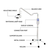 60W Dental Touch Display Screen Teeth Whitening Machine 3 Colors Moveable Bleaching Lamp Floor Standing Wheels - coolbabymalls