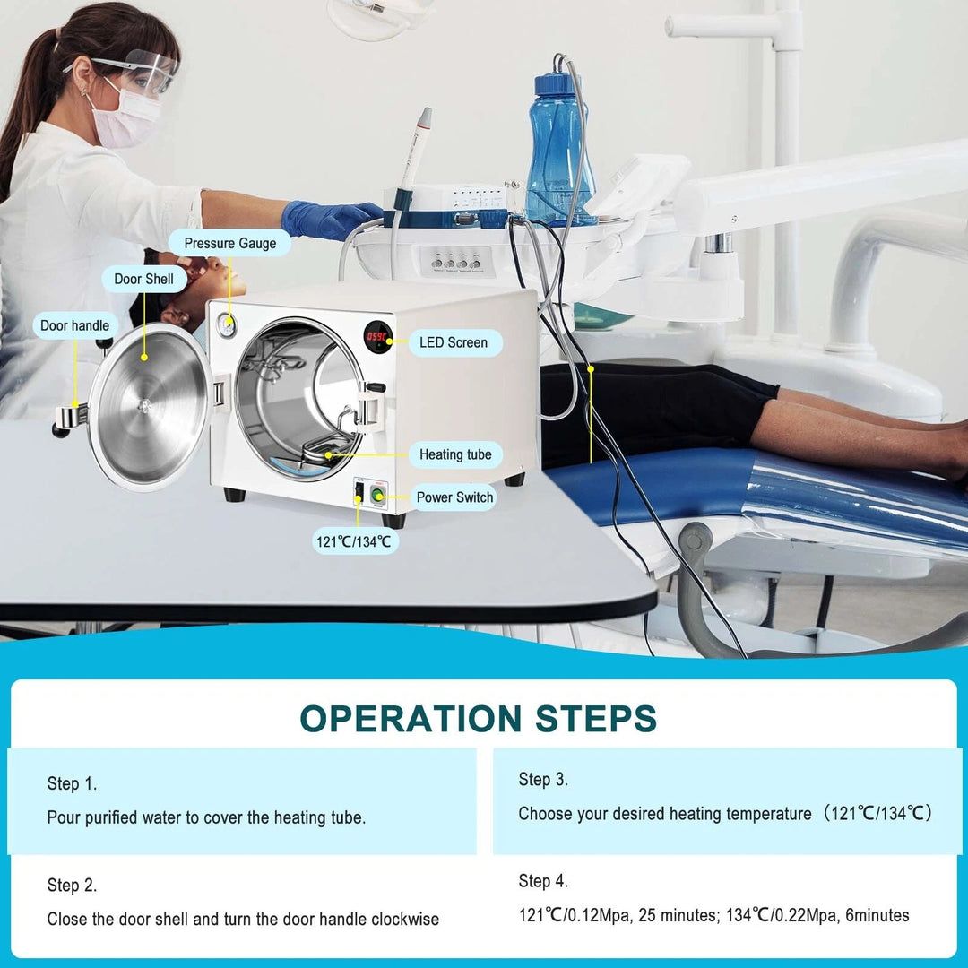 18L Dental Autoclave Steam Sterilizer Vacuum Steam Sterilization Dentist - coolbabymalls