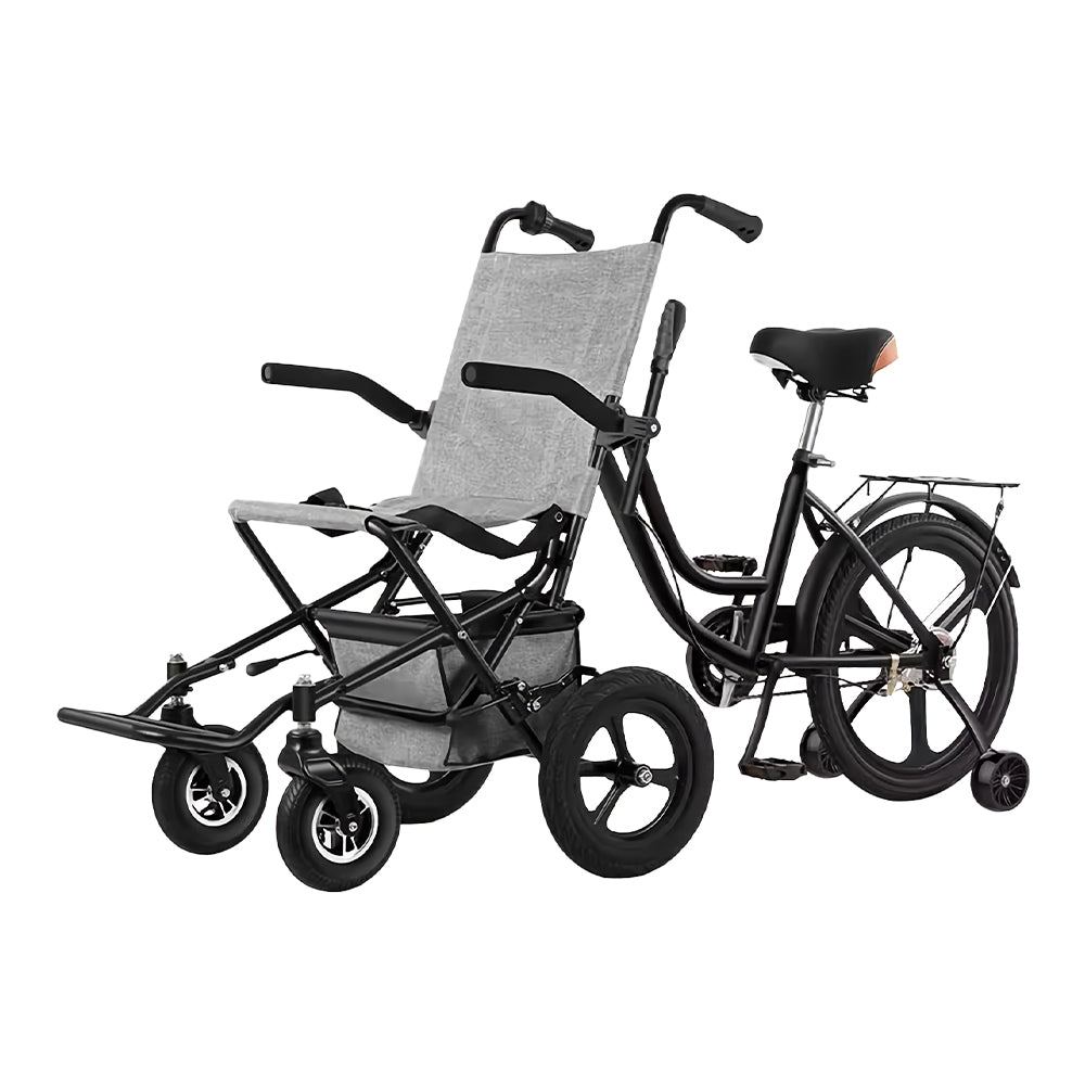 COOLBABY LYSTC01 Wheelchair One-touch Folding Easy to Carry with Tricycle Riding with Save Manpower Folding Handrail Wheelchairs Adult Tricycle Trike - coolbabymalls