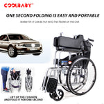 Load image into Gallery viewer, COOLBABY QBLY01: Lightweight Foldable Wheelchair for Elderly with Adjustable Seat Cushion - Enhanced Medline Experience! - coolbabymalls
