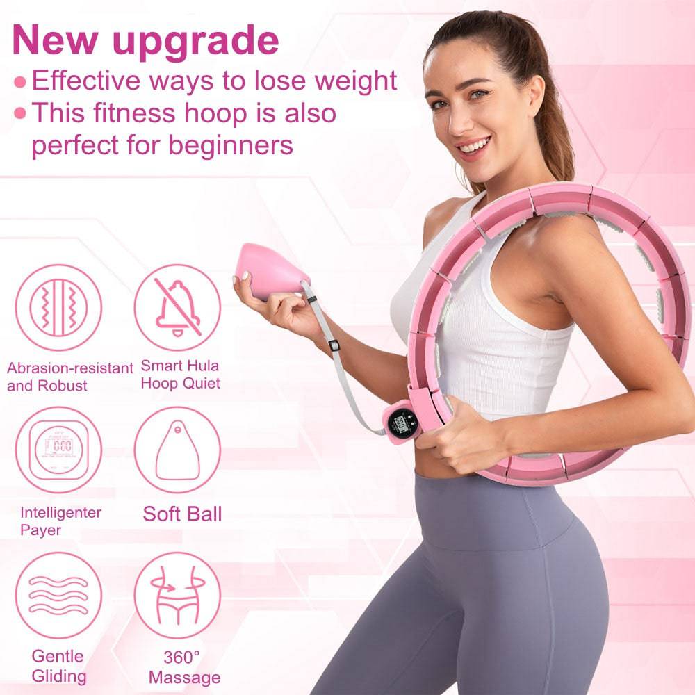 COOLBABY Smart Weighted Hula Ring Hoops,Fitness Hoop with Ball,Silent Hoola Hoop with 18 Adjustable Links - COOL BABY