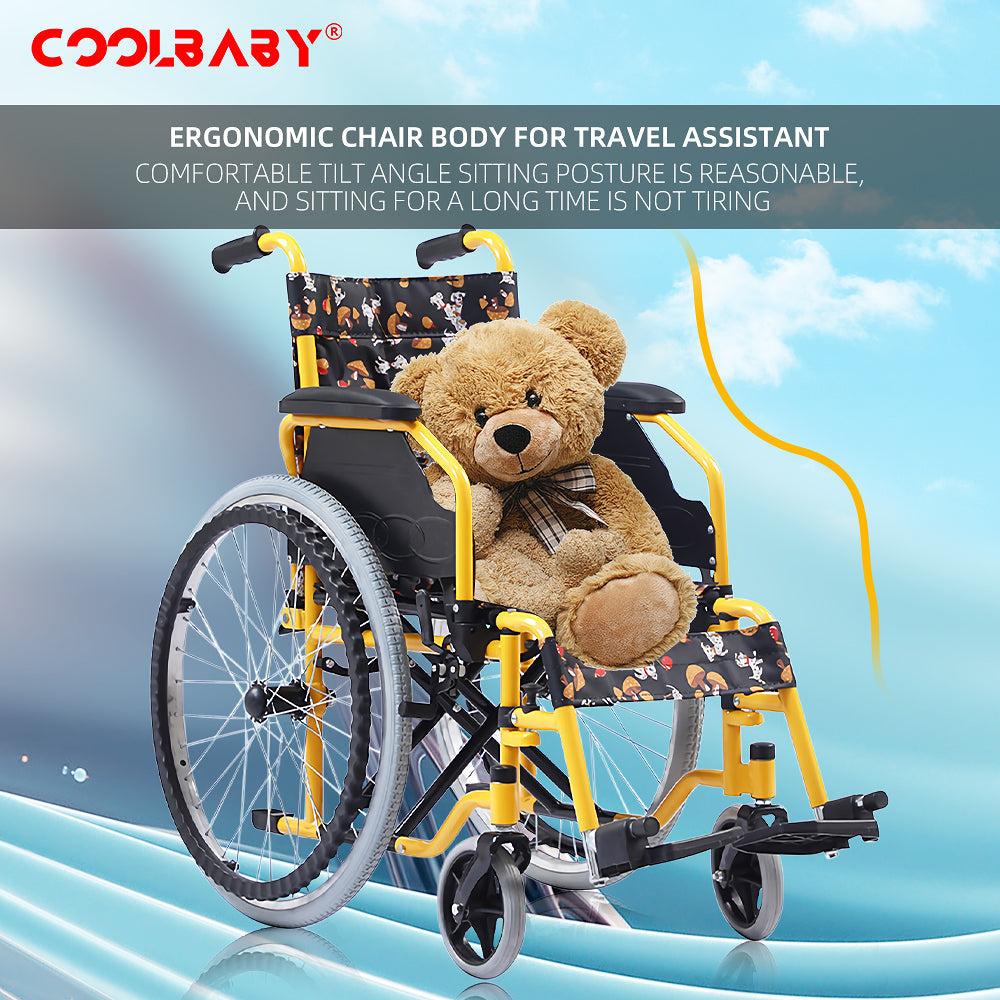 Coolbaby SSZ-LY08: Foldable Pediatric Wheelchair for Disabled and Injured Children with Leg Lifting Design (35cm Seat) - coolbabymalls