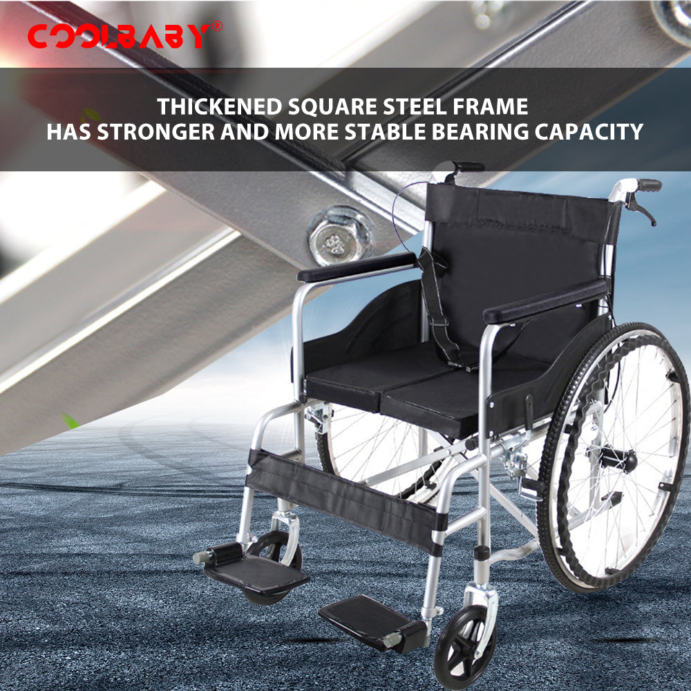 COOLBABY QBLY01: Lightweight Foldable Wheelchair for Elderly with Adjustable Seat Cushion - Enhanced Medline Experience! - coolbabymalls