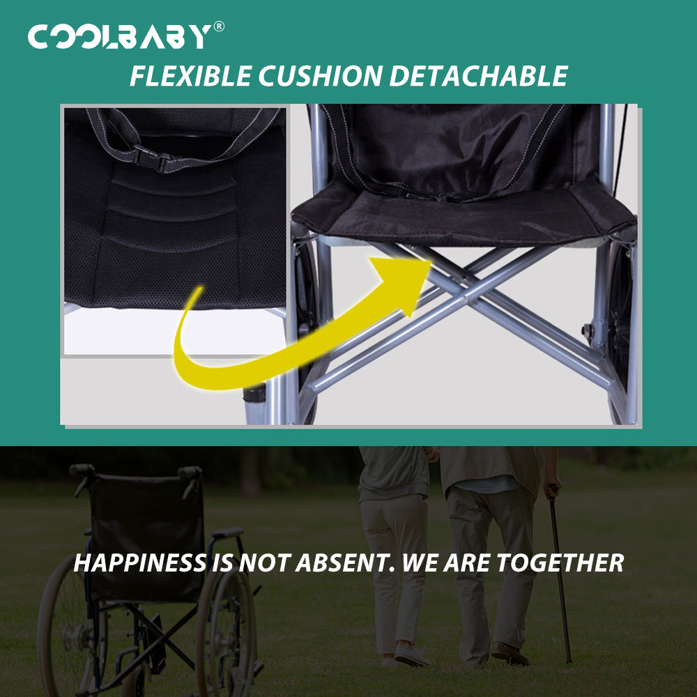 COOLBABY QBLY02: Foldable Lightweight Wheelchair for Elderly and Disabled with Handbrakes - Enhanced Mobility! - coolbabymalls