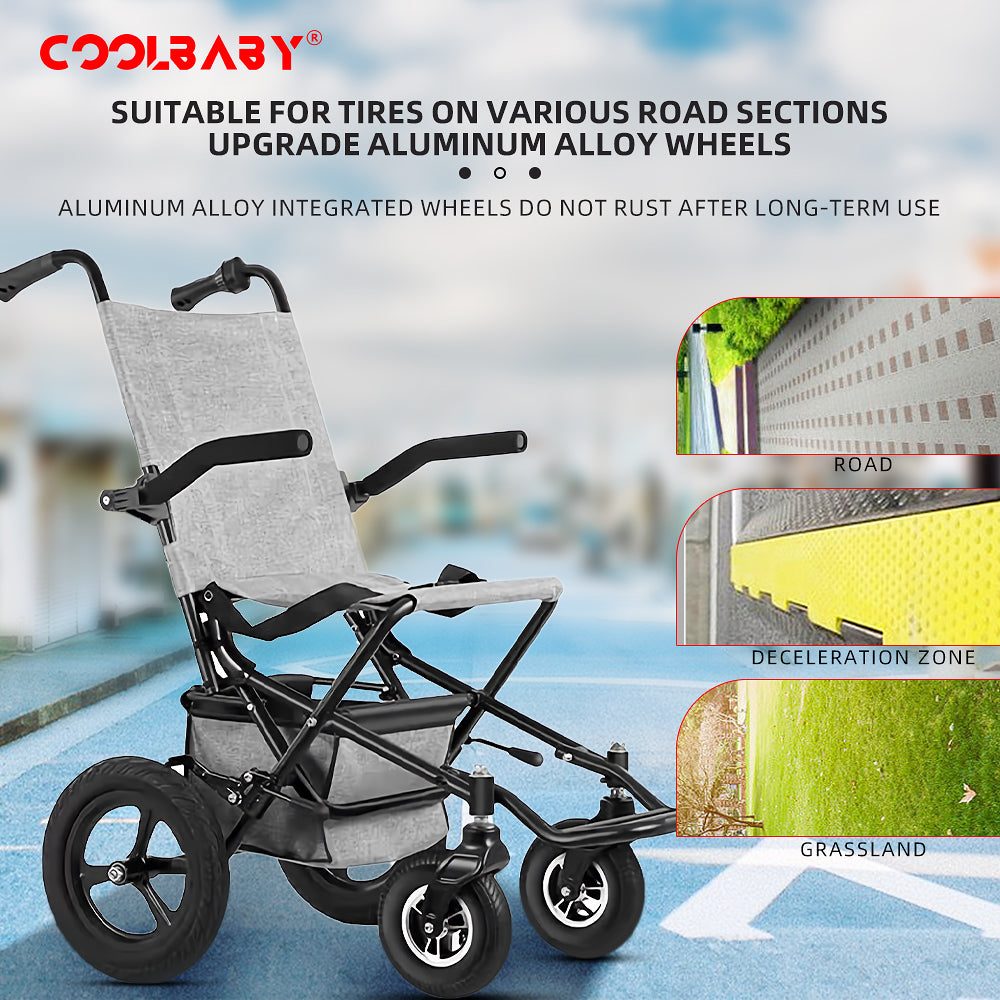 COOLBABY LYSTC01 Wheelchair One-touch Folding Easy to Carry with Tricycle Riding with Save Manpower Folding Handrail Wheelchairs Adult Tricycle Trike - coolbabymalls