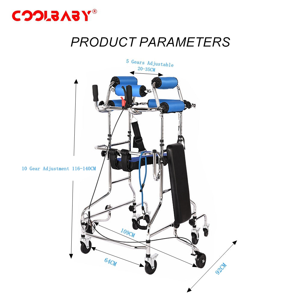 COOLBABY SSZ-ZLJ01 Elderly Walker 8 Wheels with Handbrake Lower Limb Auxiliary Training - coolbabymalls