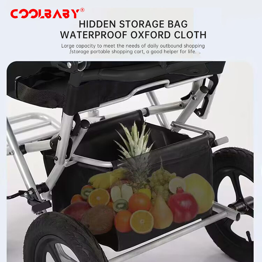 COOLBABY LYSTC01 Wheelchair One-touch Folding Easy to Carry with Tricycle Riding with Save Manpower Folding Handrail Wheelchairs Adult Tricycle Trike - coolbabymalls