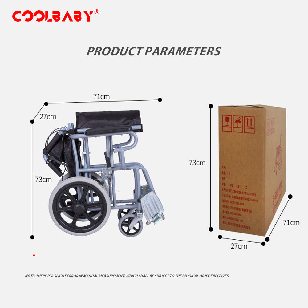 COOLBABY QBLY02: Foldable Lightweight Wheelchair for Elderly and Disabled with Handbrakes - Enhanced Mobility! - coolbabymalls