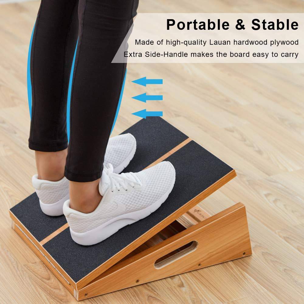 COOLBABY ZLJ30  Professional Wooden Tilt Board Adjustable Tilt Board and Calf Stretcher Stretch Board - COOL BABY