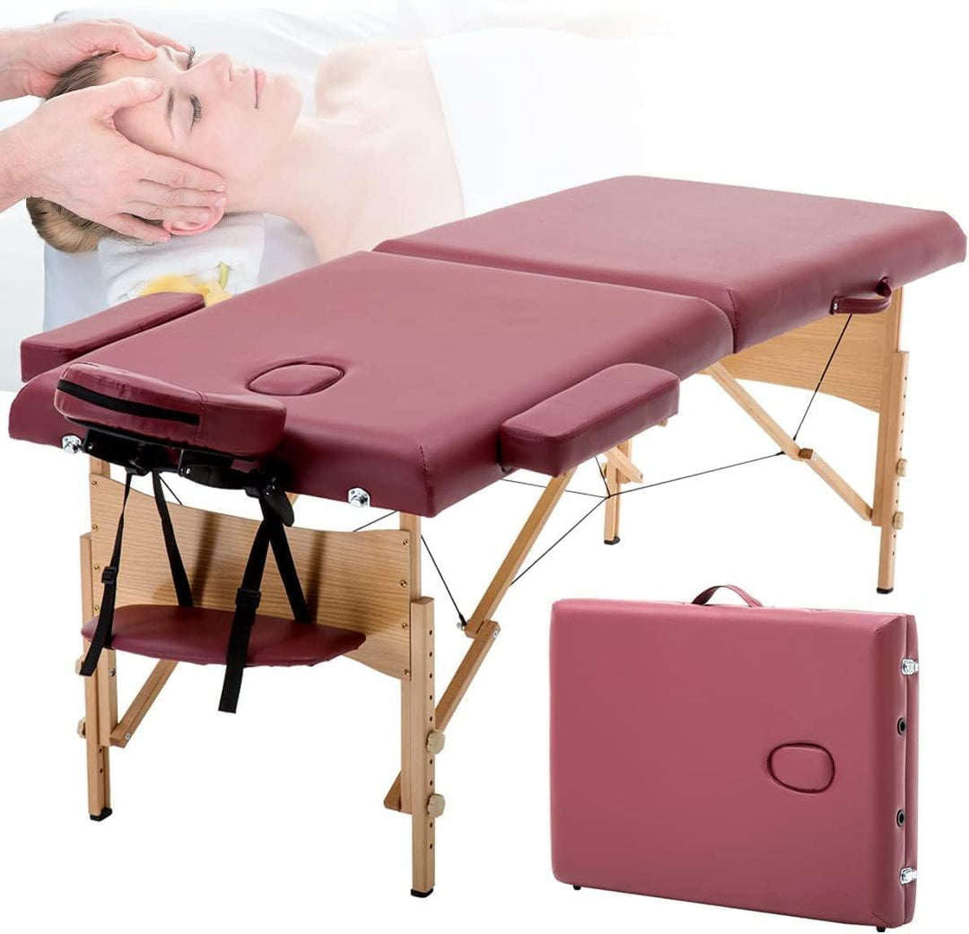 COOLBABY KYBJ-304 Portable Fitness Massage Table Professional Adjustable Folding Bed With 3 Sections Wooden Frame Ergonomic Headrest With Carrying Bag - CoolBabyMass