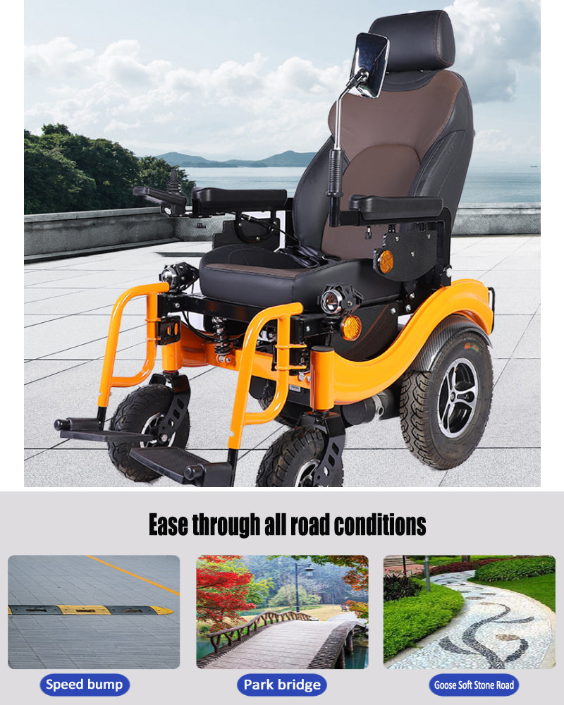 COOLBABY ZZR-S680 Electric Wheelchair 500W2Double Motor Width 48cm360° High Back Electric Wheelchair for The Elderly - coolbabymalls