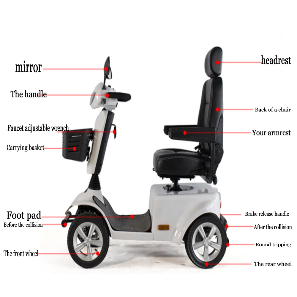 COOLBABY LN-01: Portable 4-Wheel Electric Mobility Scooter with Seat - Ideal for Seniors and Adults - coolbabymalls